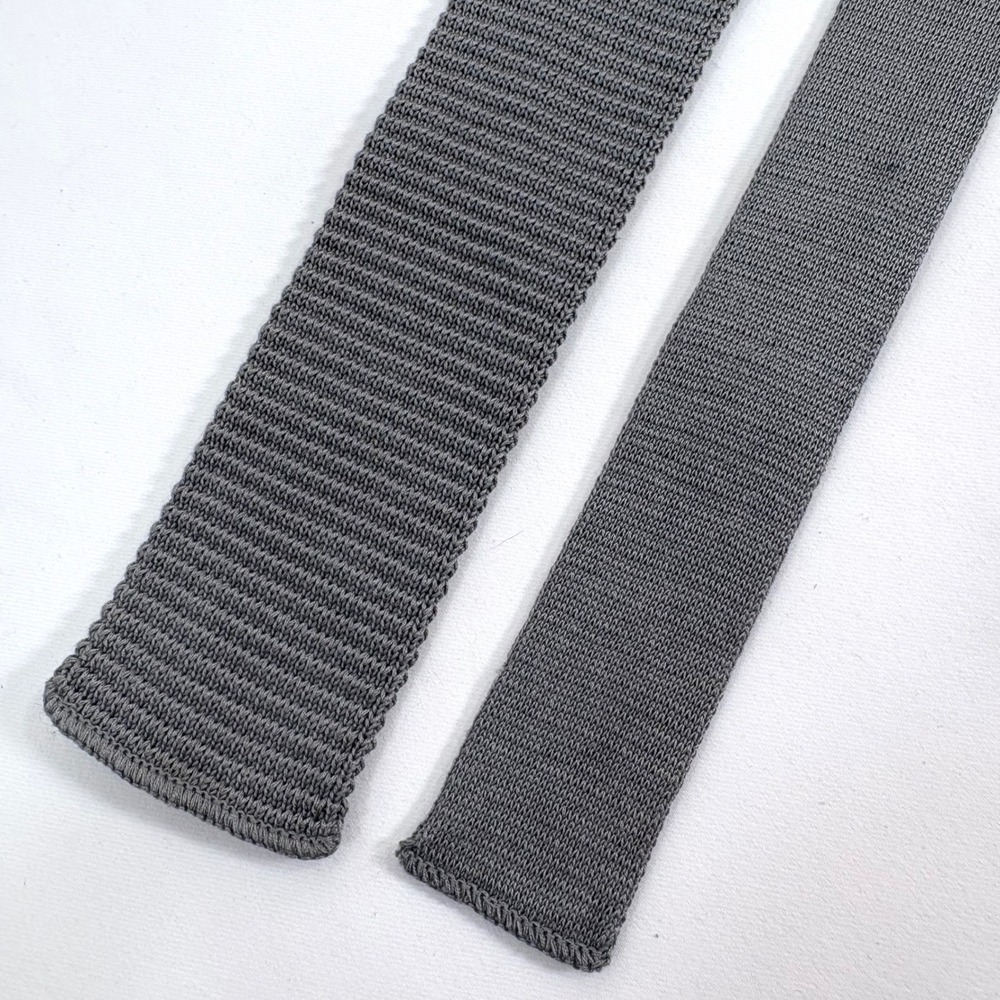 Rooster Cottonit Knit Tie Gray Vintage 100% Cotton Lisle Square End Necktie